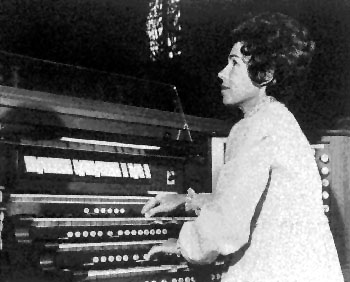 Wilma Jensen at the console of First Presbyterian Church, Oklahoma City.