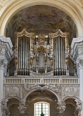 1774 Franz  Khrismann; 1873 Mauracher; 1951 Zika; 1996 Kogler organ at Kloster Sankt Florian, St. Florian, Austria