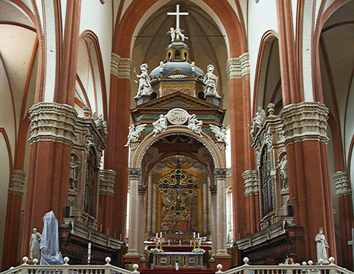 1596 Malamini organ at the Basilica di San Petronio [Basilica of St. Petronio], Bologna, Italy