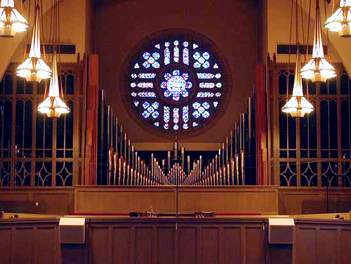 1958 Reuter; 2001 Morel organ at Montview Boulevard Presbyterian Church, Denver, Colorado