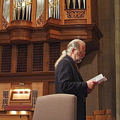 [Michael Barone preparing remarks at the Sacred Heart Cathedral, Rochester, NY]