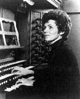 Wilma Jensen at the Kern organ in Dallas, Texas, 1976.