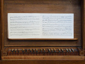 The manual for the Rumel organ is 'built in' among the choir stalls.