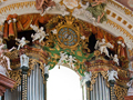 The Rococo ornamentation is in evidence around the facade of the Breinbauer organ in the gallery.