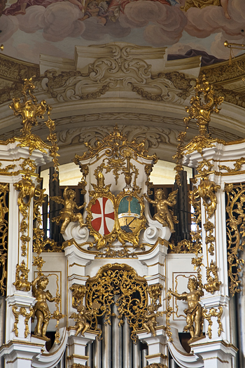 1774 Franz  Khrismann; 1873 Mauracher; 1951 Zika; 1996 Kogler organ at Kloster Sankt Florian, St. Florian, Austria