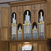 [The alter and choir organ in the Tres-Saint-Redempteur church in Montreal.]