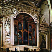 [1596 Malamini organ at the Basilica di San Petronio [Basilica of St. Petronio], Bologna, Italy]