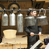 [Special bells made from old oxygen tanks for the Lou Harrison concerto]