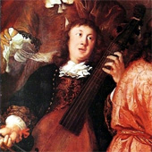 [Dieterich Buxtehude, playing a viol, from A Musical Party by Johannes Voorhout (1674)]